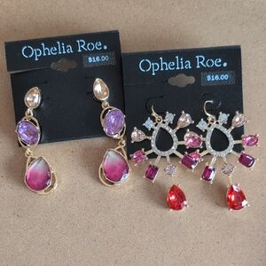 Gold and Pink Drop Earrings